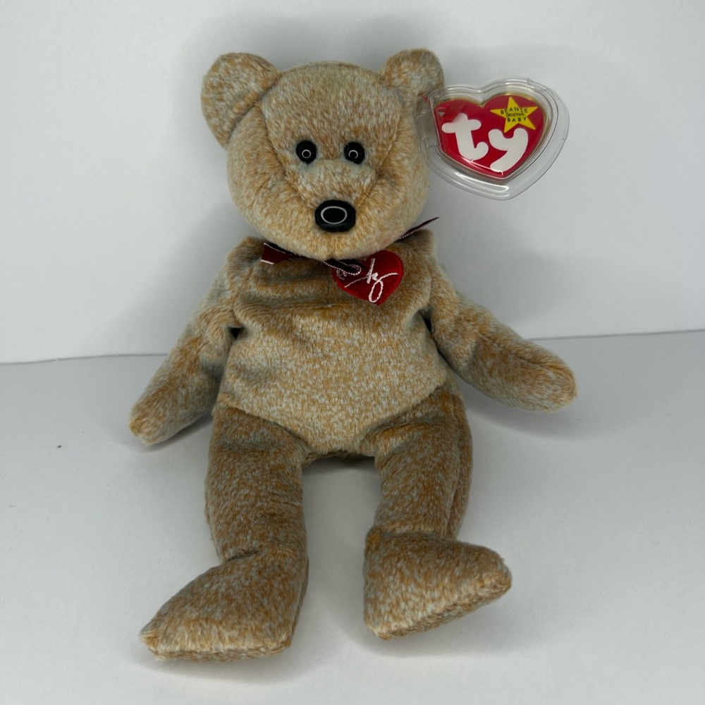 Ty Brown Stuffed Animal Plush Bear with Friendly Expression
